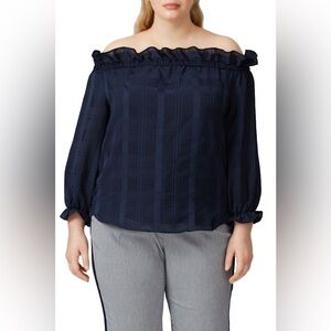 RUFFLE TOP NAVY XL